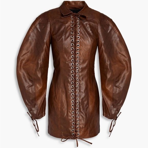 ROTATE BIRGER CHRISTENSEN Lace-up distressed faux leather mini dress